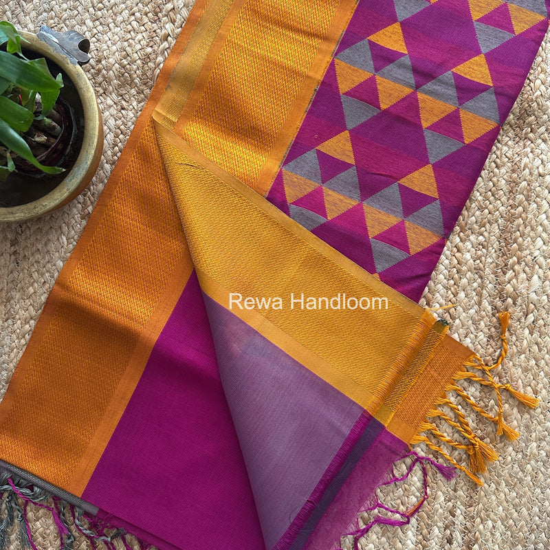 Maheshwari Dark Magenta Heavy Pallu Saree DPS030