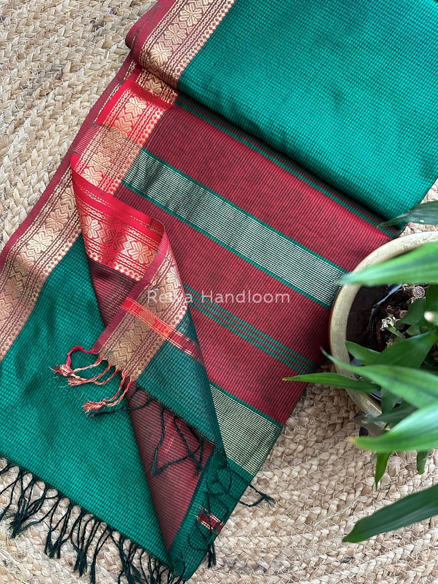 Maheshwari Green Garbha Reshami Silk Saree GS180