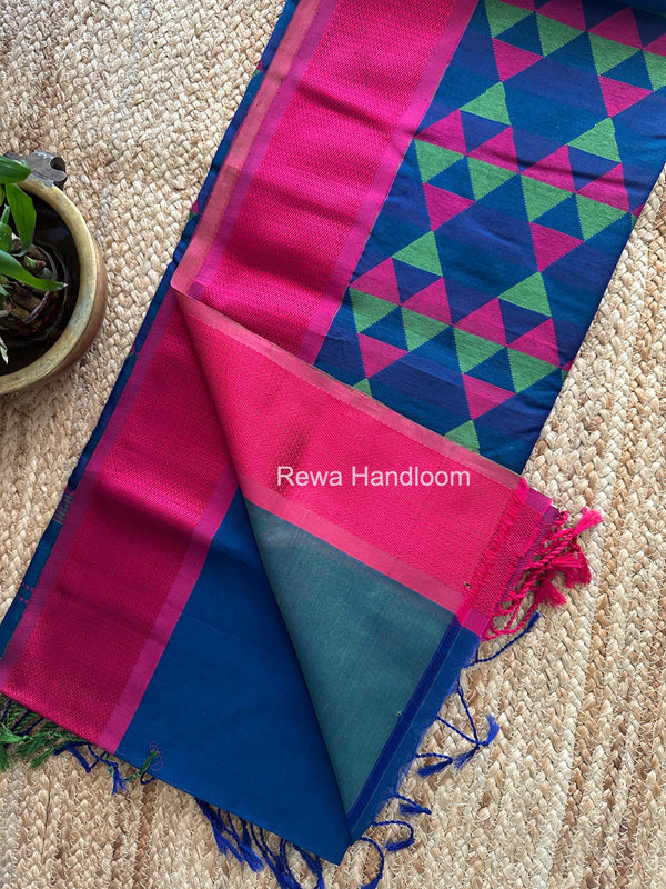 Maheshwari Blue Heavy Pallu Saree DPS031