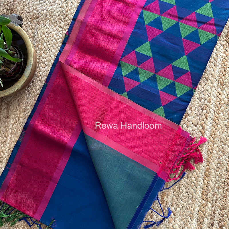 Maheshwari Blue Heavy Pallu Saree DPS031