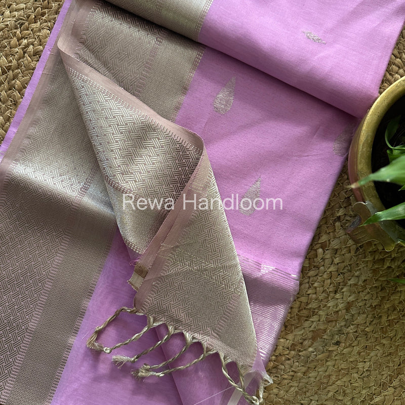 Maheshwari Lavender Silver Zari Buta-Buti Saree SBP23