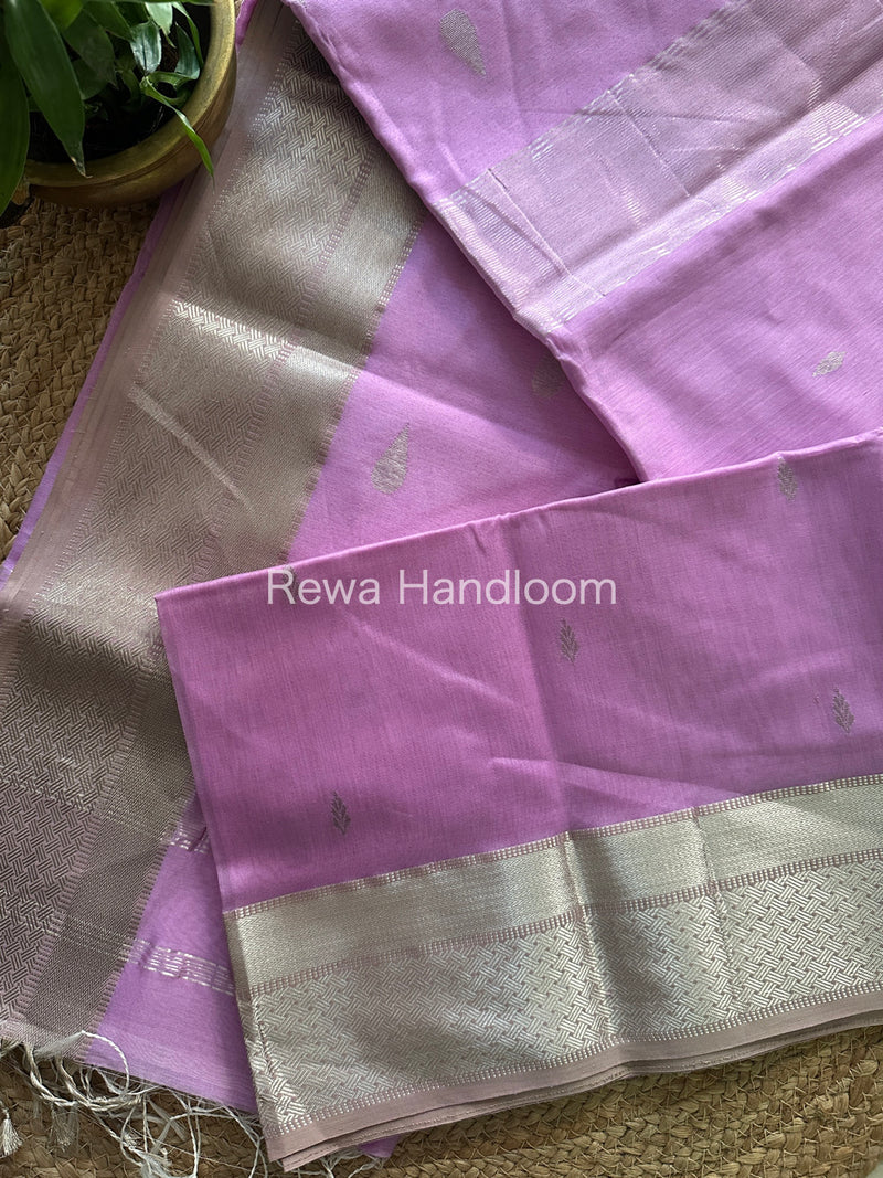 Maheshwari  Lavender Silver Zari Buta-Buti Saree SBP23