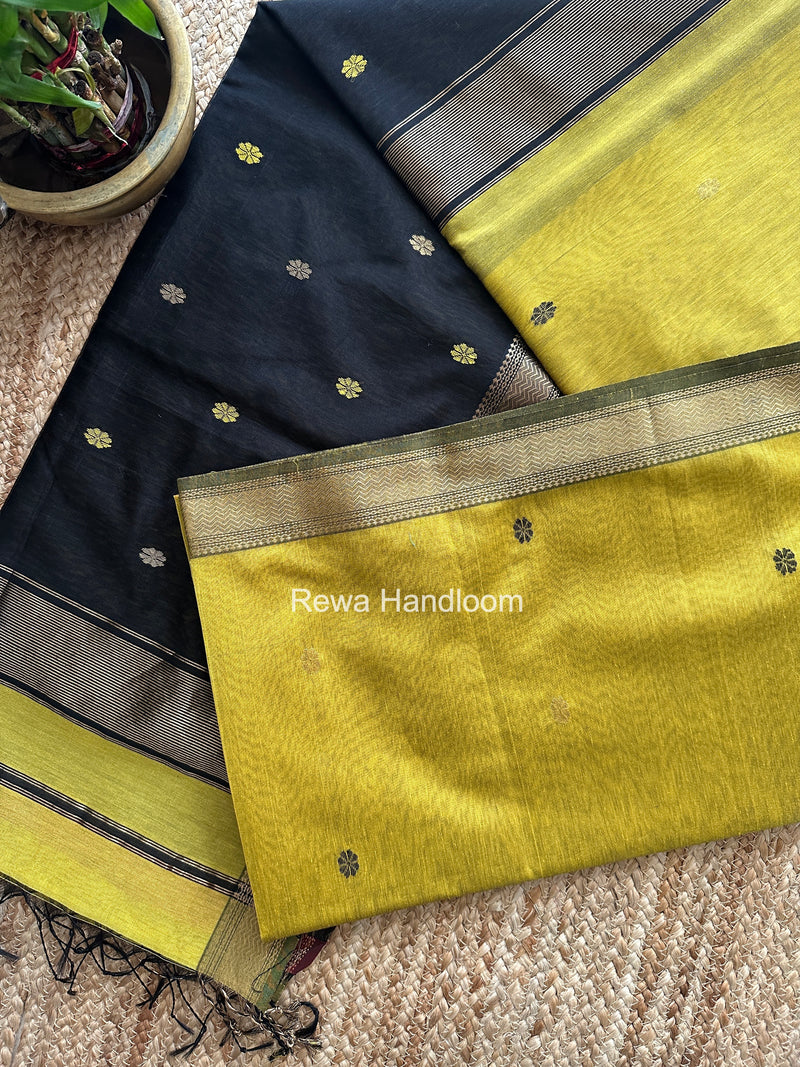 Maheshwari Mustard Aami Butti Saree SBT0093