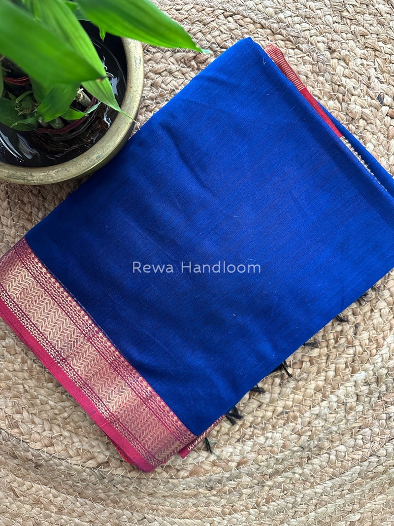 Maheshwari Navy Blue Gichha Pallu Saree GP024