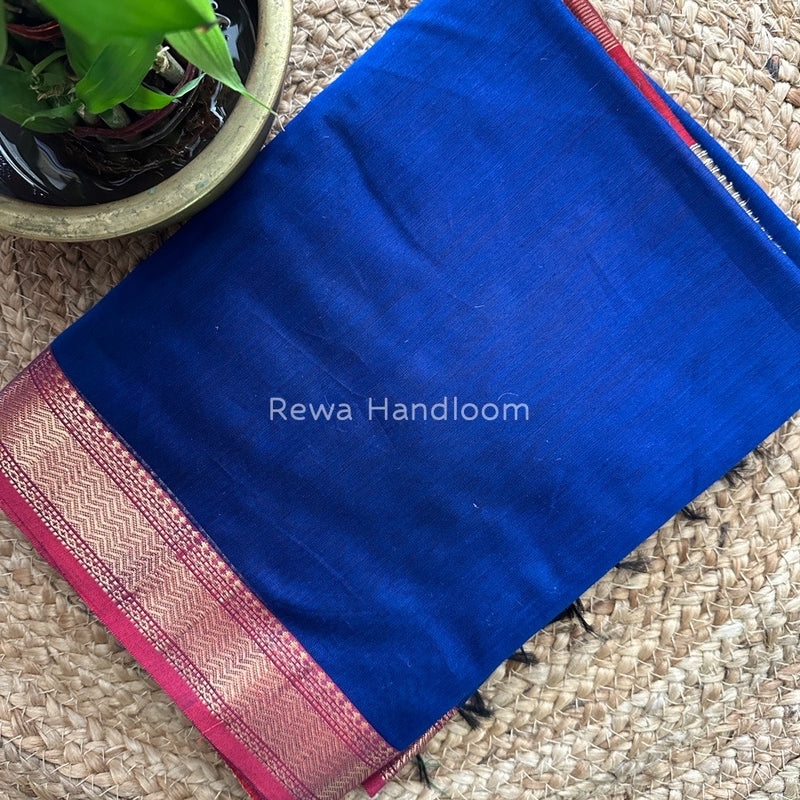 Maheshwari Navy Blue Gichha Pallu Saree GP024
