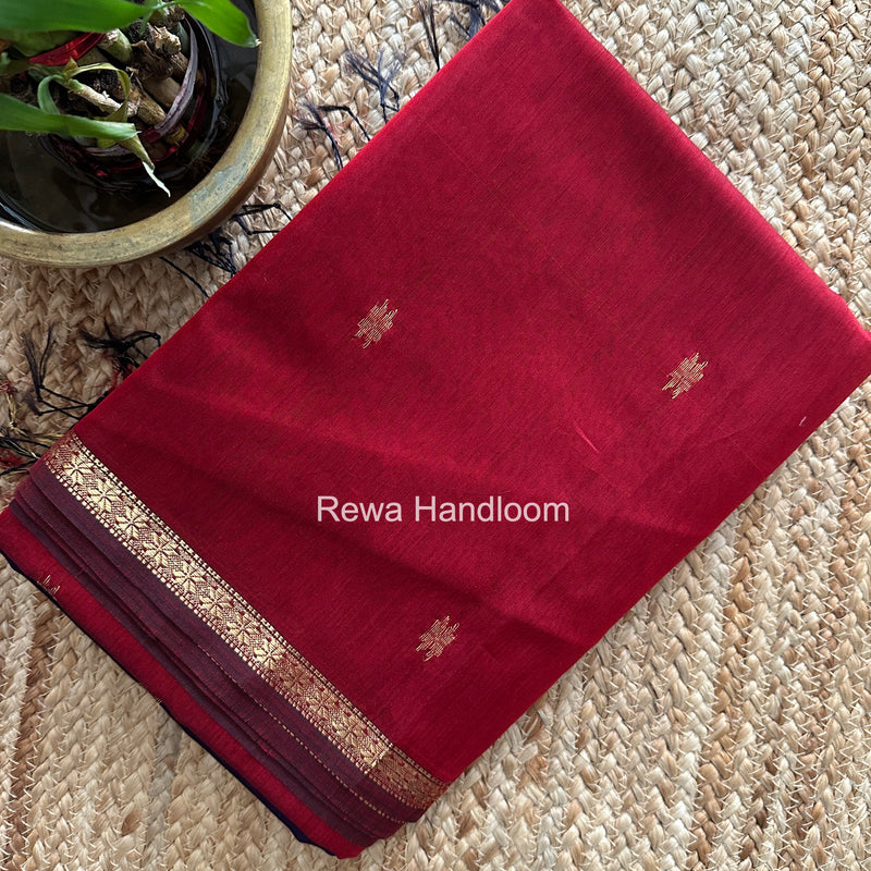 Maroon Star Butti Maheshwari Saree SSB014