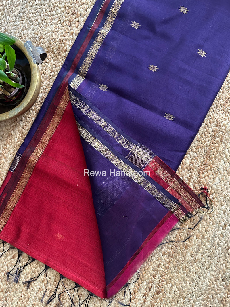 Maroon Star Butti Maheshwari Saree SSB014