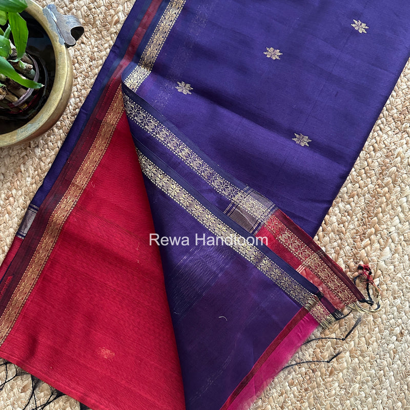 Maroon Star Butti Maheshwari Saree SSB014