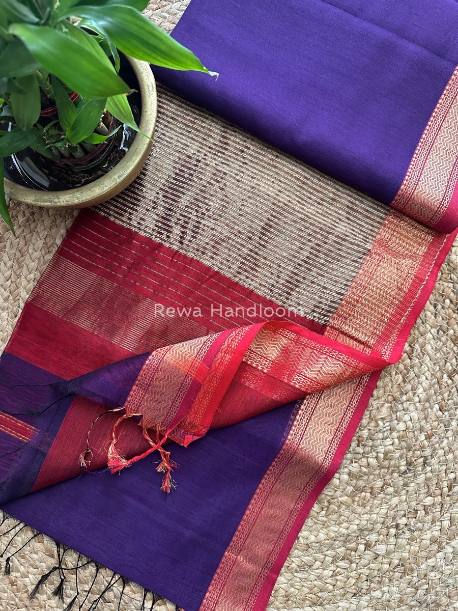 Maheshwari Violet Gichha Pallu Saree GP022