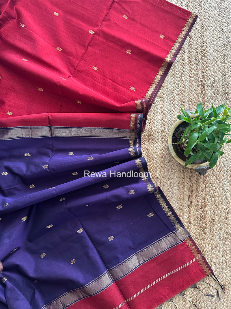 Maroon Star Butti Maheshwari Saree SSB014