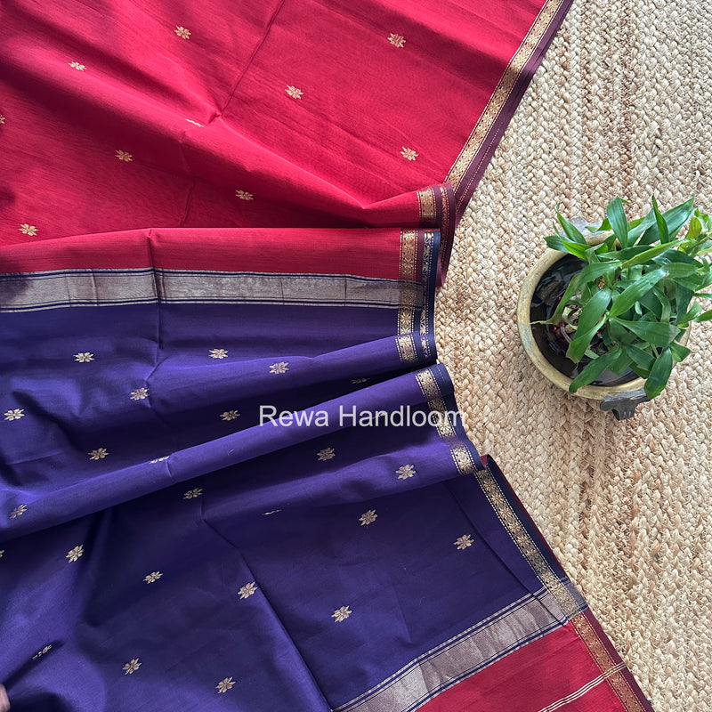Maroon Star Butti Maheshwari Saree SSB014