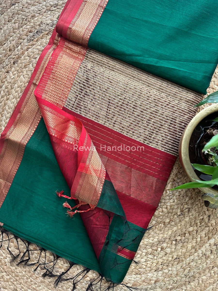 Maheshwari Green Gichha Pallu Saree GP023