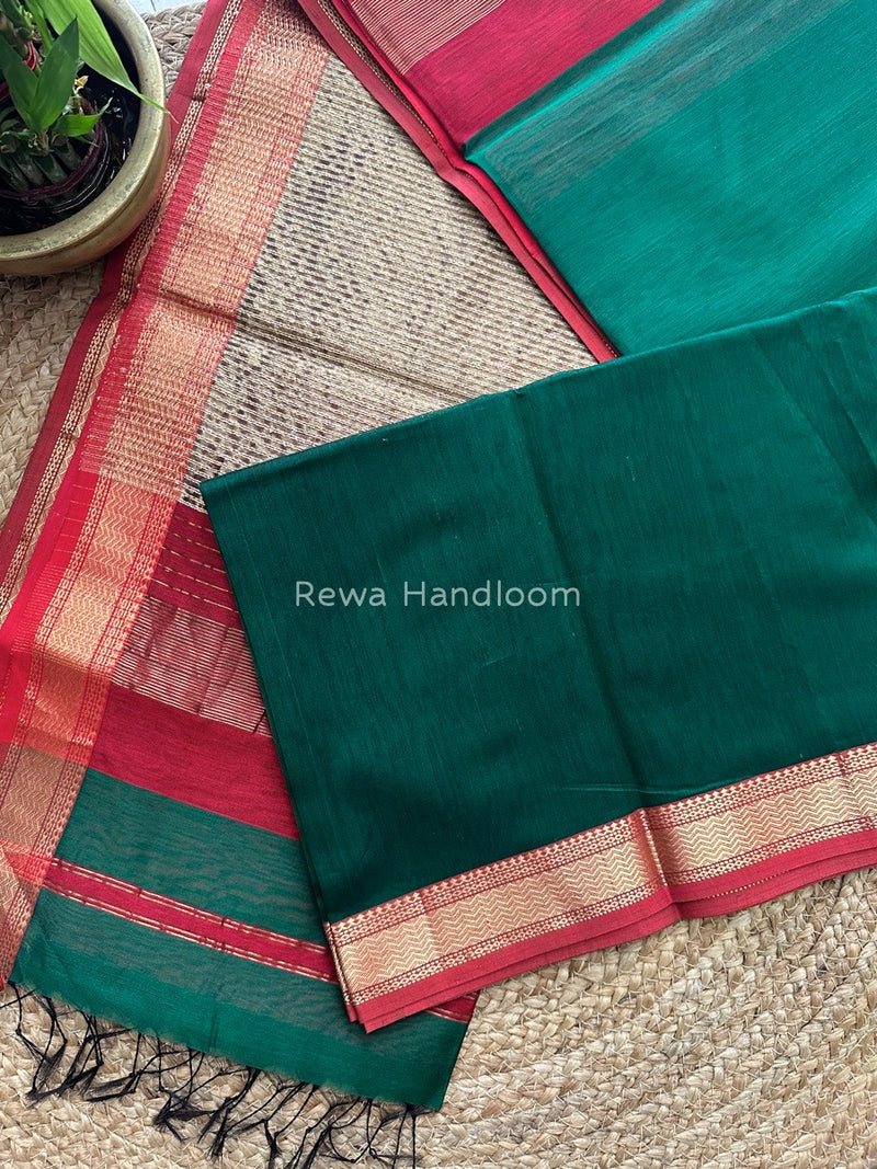 Maheshwari Green Gichha Pallu Saree GP023