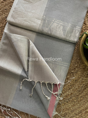 Maheshwari Grey Tissue Silk Saree-SPS07