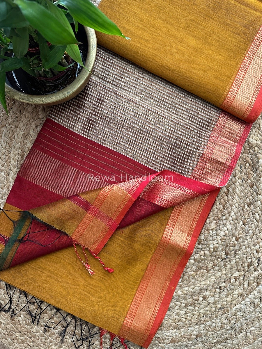 Maheshwari Mustard Yellow Gichha Pallu Saree GP020