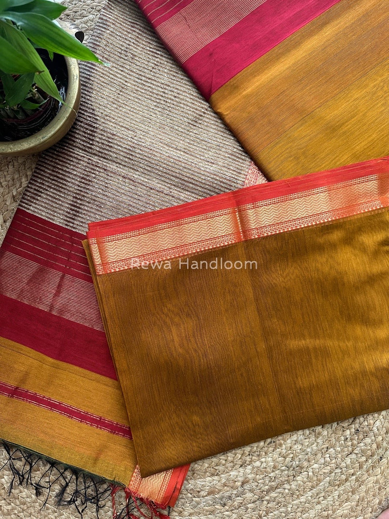 Maheshwari Mustard Yellow Gichha Pallu Saree GP020