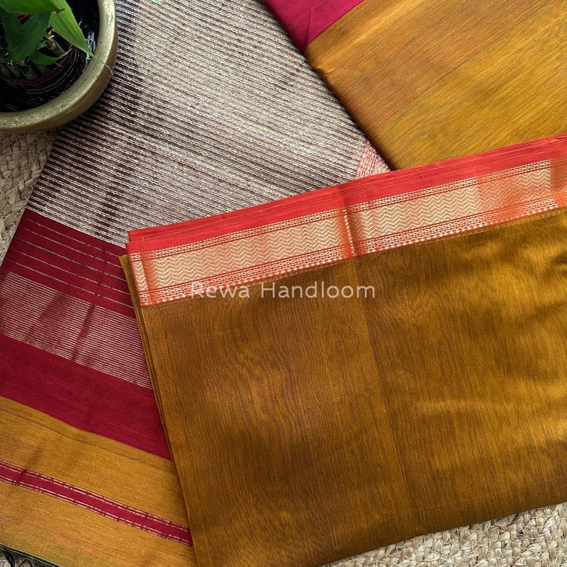 Maheshwari Mustard Yellow Gichha Pallu Saree GP020