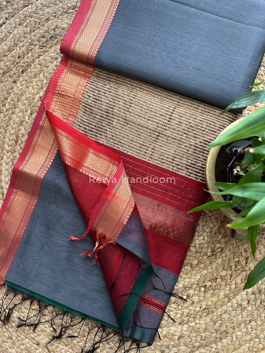 Maheshwari Grey Gichha Pallu Saree GP019