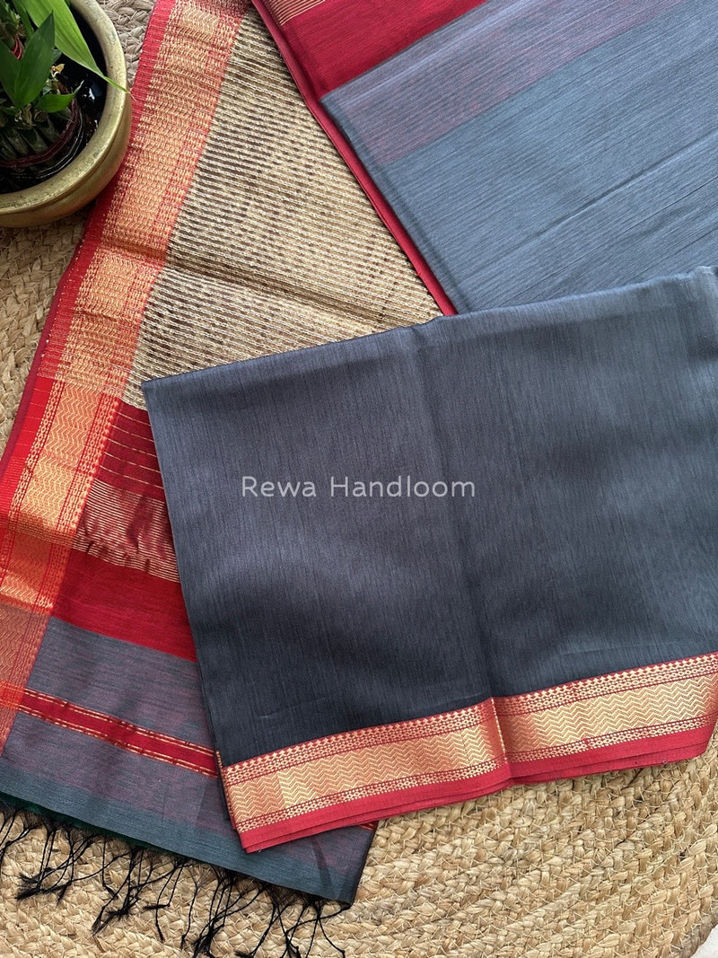 Maheshwari Grey Gichha Pallu Saree GP019
