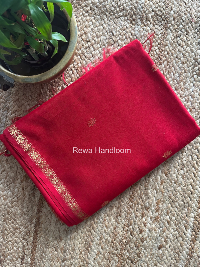 Red Star Butti Maheshwari Saree SSB010