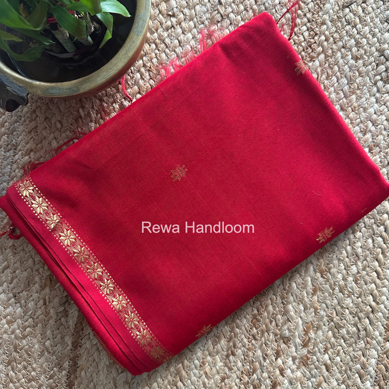 Red Star Butti Maheshwari Saree SSB010