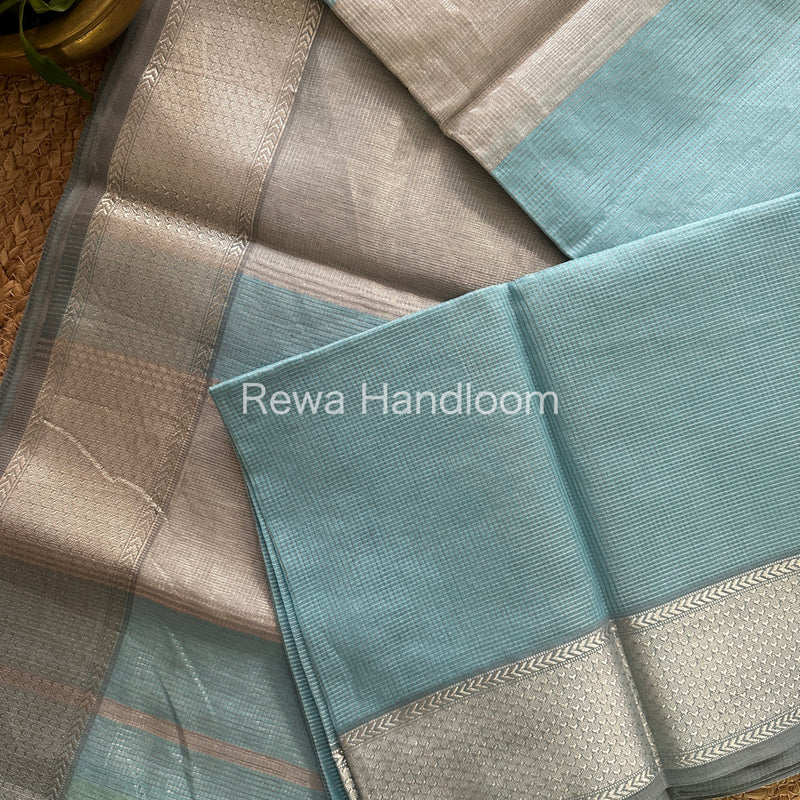 Maheshwari Light Sky Blue Tissue Silk Saree-SPS02