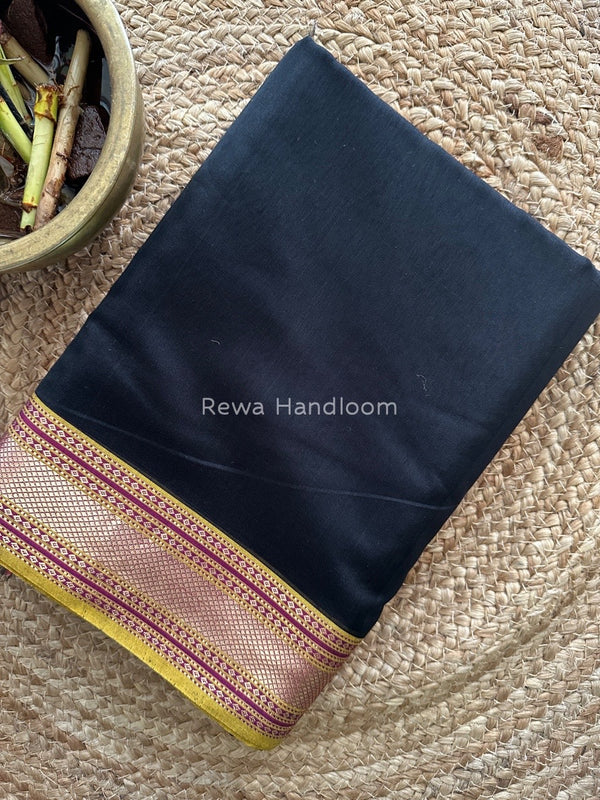 Exclusive Maheshwari Black Zari Border Saree EZ012