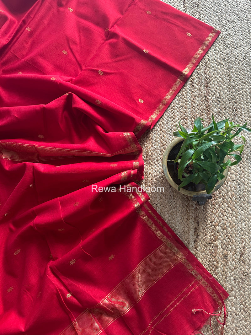 Red Star Butti Maheshwari Saree SSB010