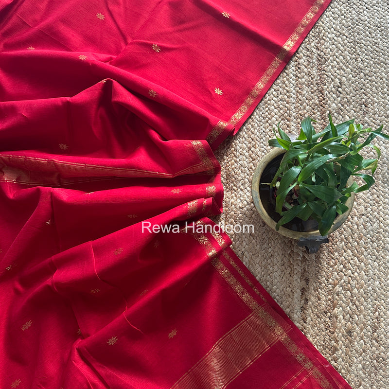 Red Star Butti Maheshwari Saree SSB010