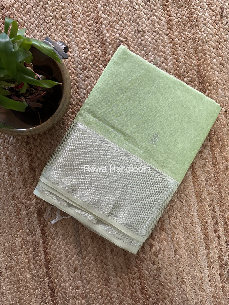 Maheshwari Pista Green Tissue Silk Saree TVBS06