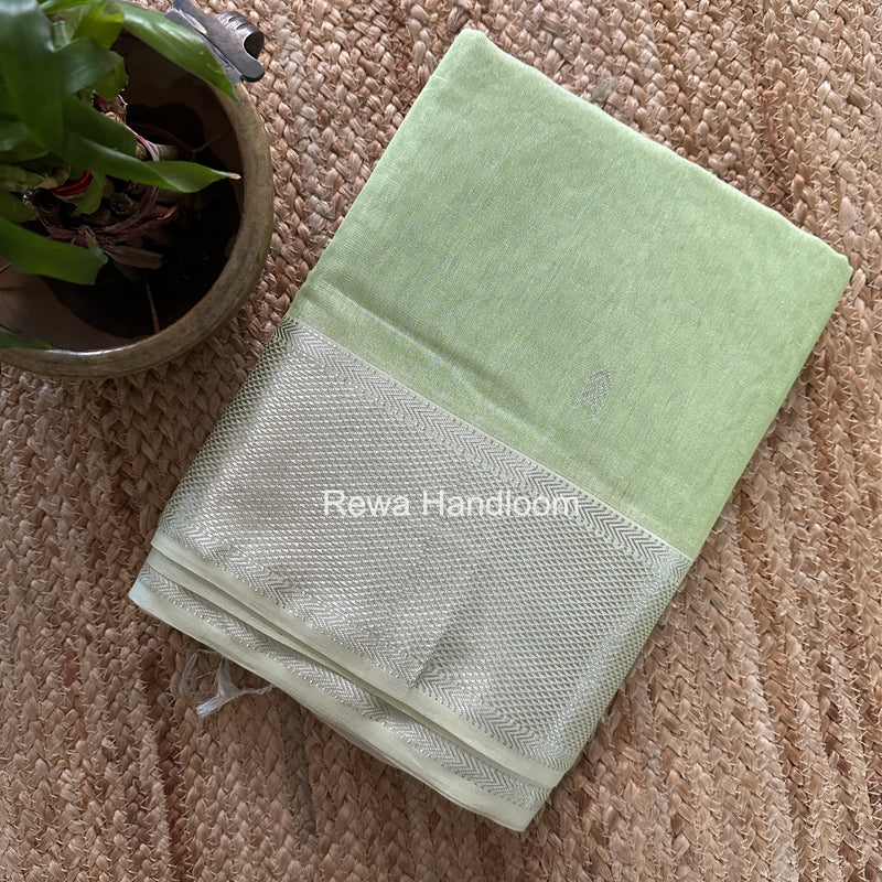 Maheshwari Pista Green Tissue Silk Saree TVBS06