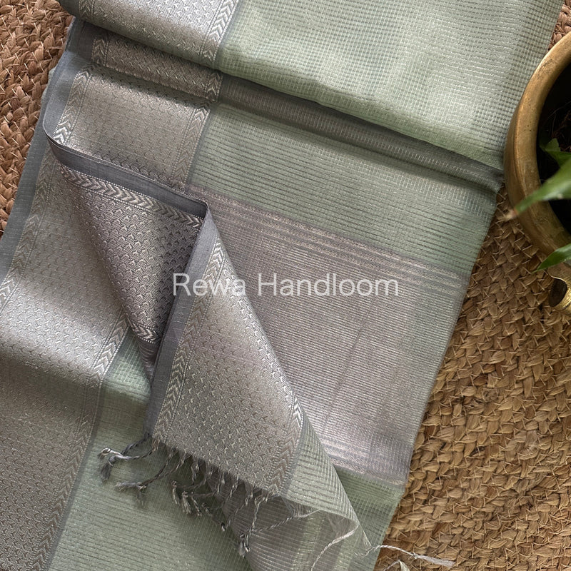 Maheshwari Light Pista Green Tissue Silk Saree-SPS04