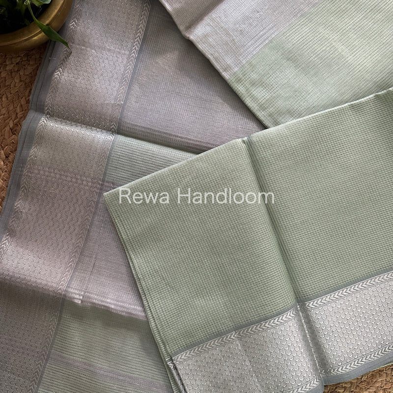 Maheshwari Light Pista Green Tissue Silk Saree-SPS04