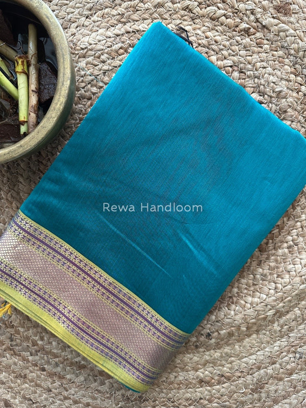 Exclusive Maheshwari Sea Green Zari Border Saree EZ013