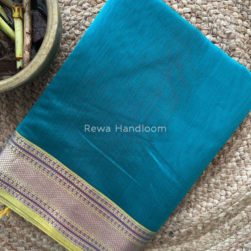 Exclusive Maheshwari Sea Green Zari Border Saree EZ013