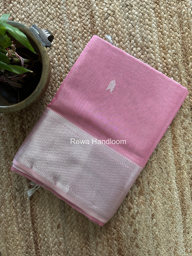 Maheshwari Baby Pink Tissue Silk Saree TVBS07