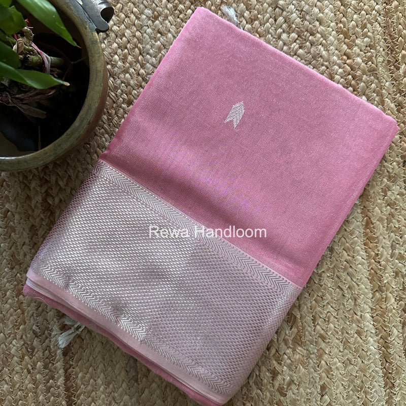 Maheshwari Baby Pink Tissue Silk Saree TVBS07
