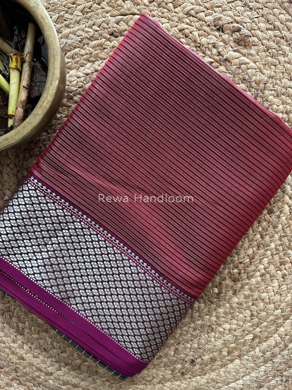 Exclusive Maheswari Maroon Silver Tissue Saree SC012