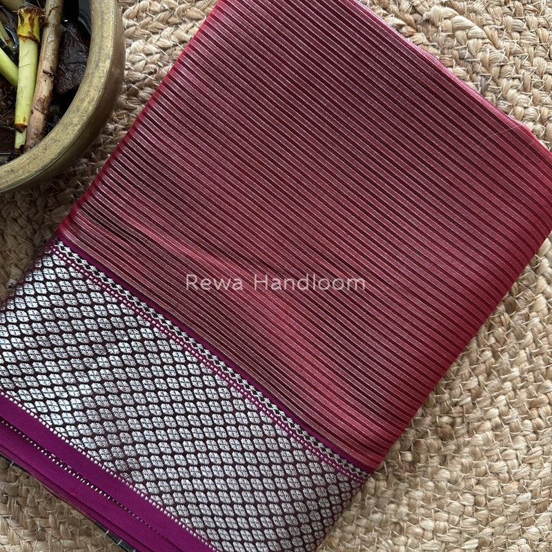 Exclusive Maheswari Maroon Silver Tissue Saree SC012