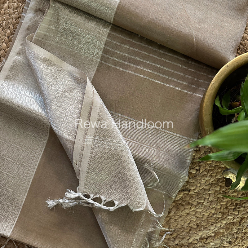 Maheshwari Beige Tissue Silk Saree-SPS08