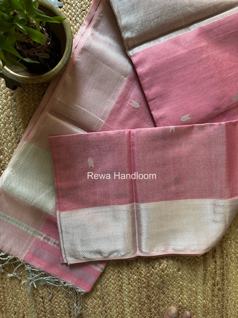 Maheshwari Baby Pink Tissue Silk Saree TVBS07