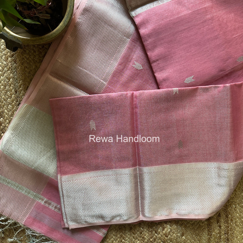 Maheshwari Baby Pink Tissue Silk Saree TVBS07