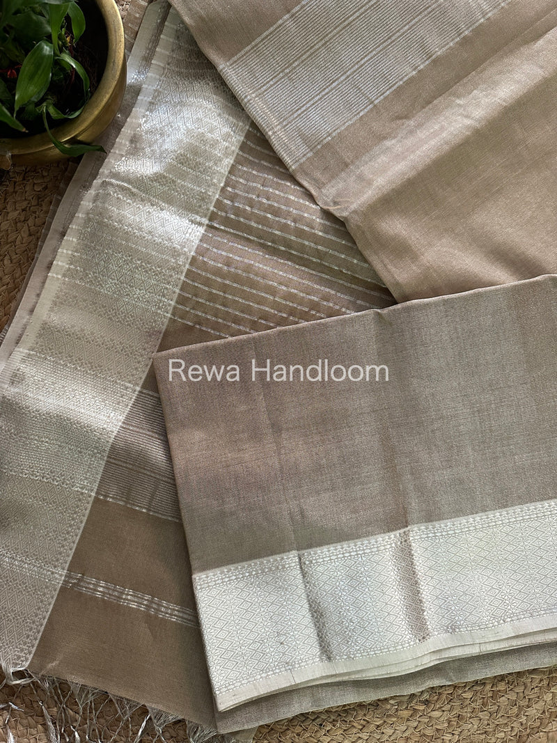 Maheshwari Beige Tissue Silk Saree-SPS08