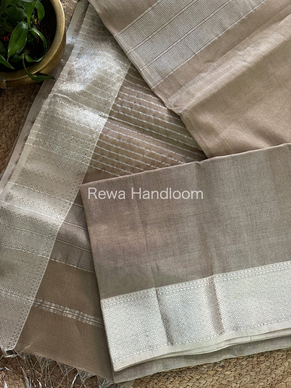 Maheshwari Beige Tissue Silk Saree-SPS08
