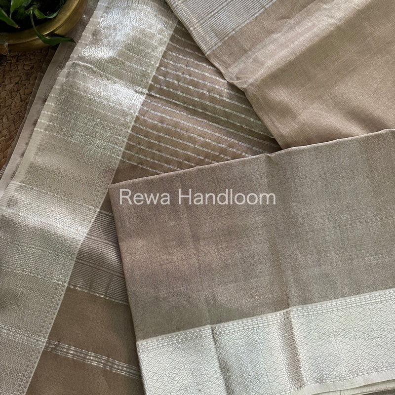 Maheshwari Beige Tissue Silk Saree-SPS08