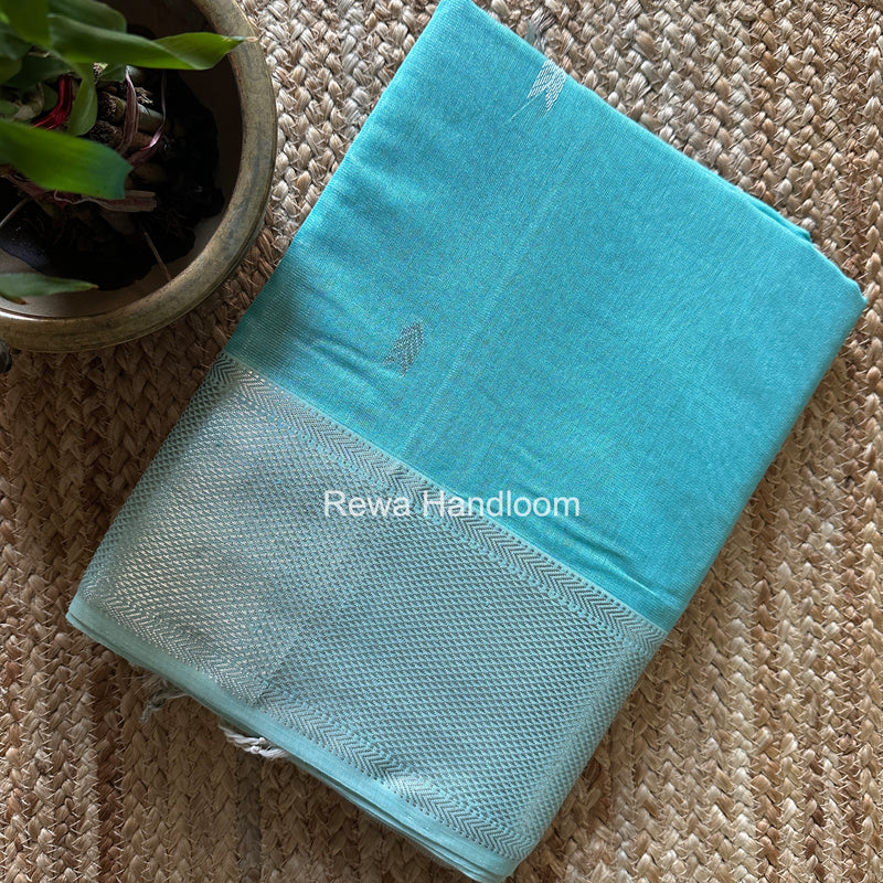 Maheshwari Light Aqua Green Tissue Silk Saree TVBS05