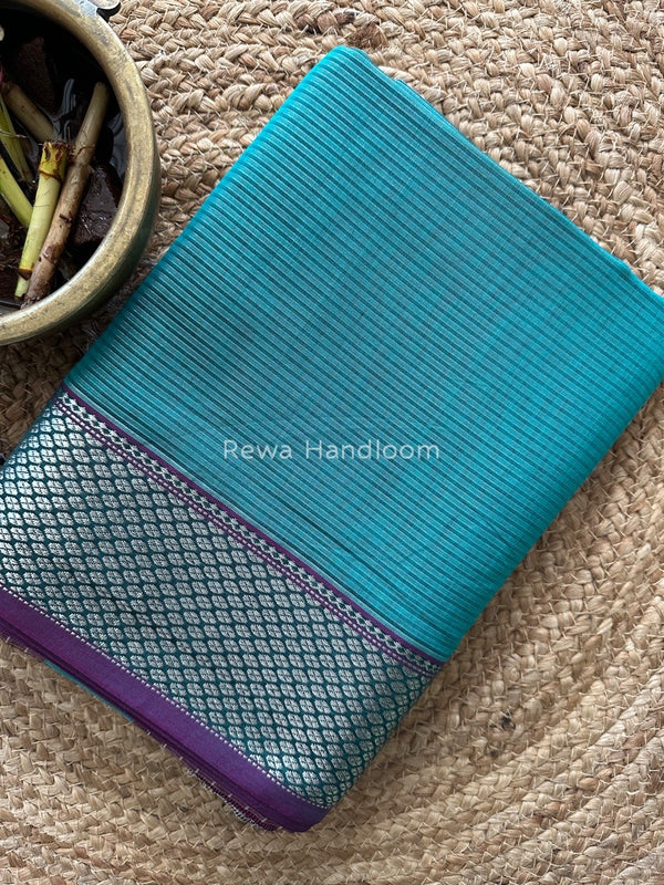 Exclusive Maheswari Turquoise Green Silver Tissue Saree SC08