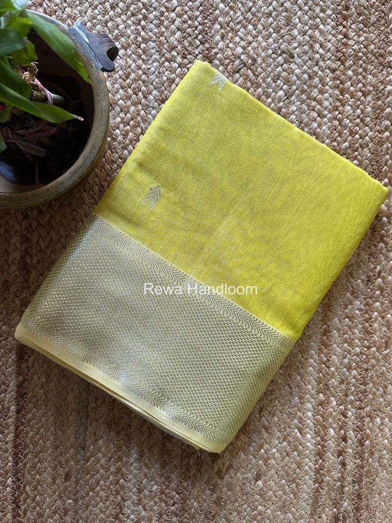Maheshwari Yellow Tissue Silk Saree TVBS08