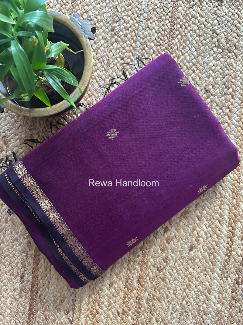 Dark Purple Star Butti Maheshwari Saree SSB011