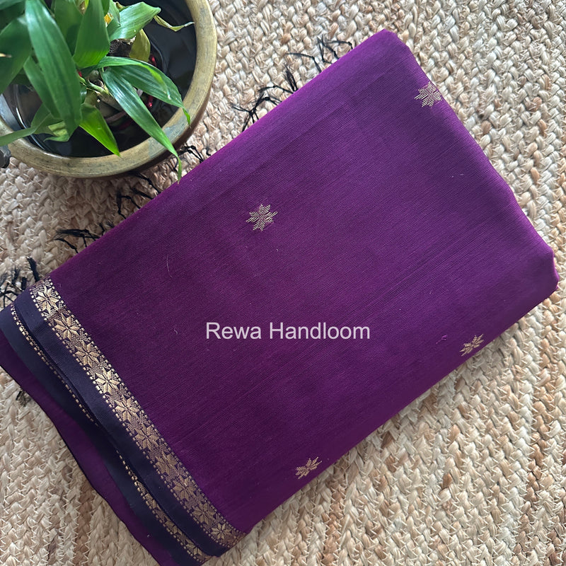 Dark Purple Star Butti Maheshwari Saree SSB011